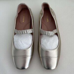 New Cole Haan Yvette Mary Jane Ballet Flats Gold 6.5